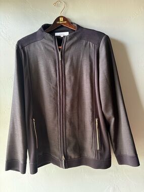 Misook Black Knit Zip-up Sweater ~ Size XL